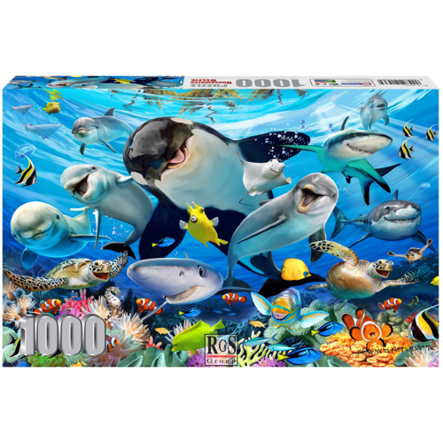 Underwater Selfie 1000 Piece Jigsaw Puzzle | Sea creatures unite for a Selfie.