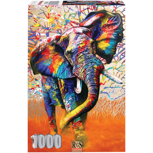 Psychedelic 1000 Piece Jigsaw Puzzle | This Elephant Has Enjoyed Too Many Marula Fruit.