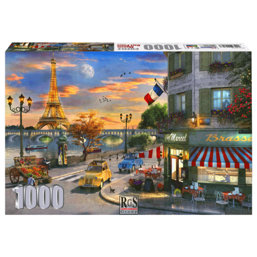 Marcel Cafe Paris 1000 piece Jigsaw Puzzle | See the Eifel Tower from the Marcels corner cafe