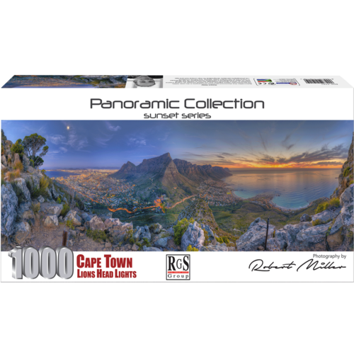 Cape Town Lions Head Lights Panoramic Collection 1000 Piece Jigsaw Puzzle | By Robert Miller with a unique eye for the perfect angle, lighting, and na