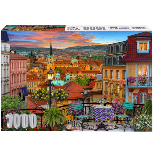 European Dinner View 1000 Piece Jigsaw Puzzle | A romantic dinner for two overlooking a quaint European city.