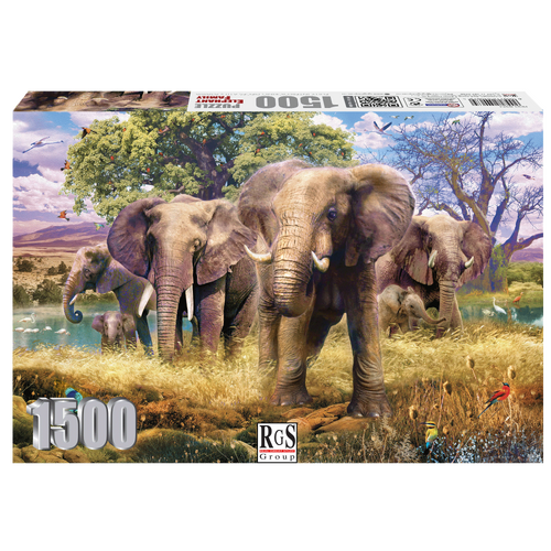 Elephant Family 1500 Piece Jigsaw Puzzle