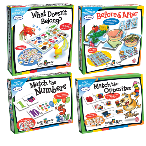 Learning And Memory Games Bundle - What Doesn'T Belong & Match The Numbers & Before And After & Match The Opposites