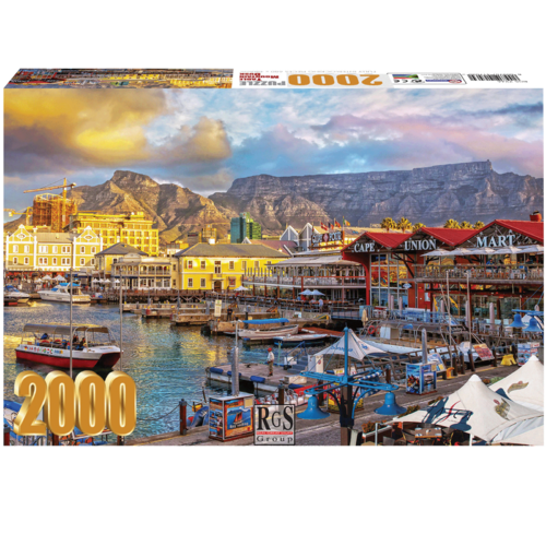 Table V & A Waterfront Mountain Dusk 2000 Piece Jigsaw Puzzle